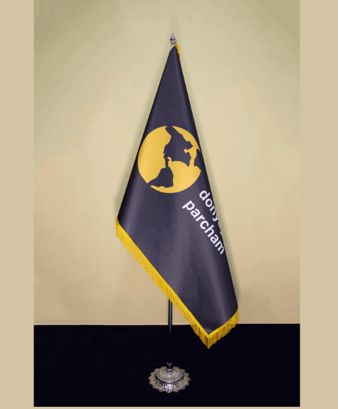 پرچم تشریفات لمینت ریشه دار (چاپ اختصاصی با پایه افتابگردون کروم )