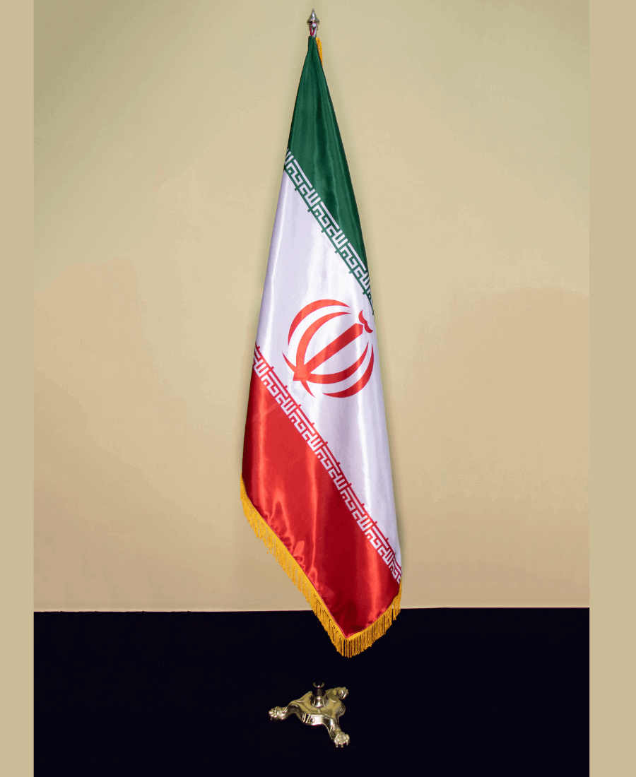 پرچم تشریفات ایران ساتن براق کره ای