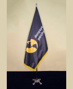 پرچم تشریفات ساتن امریکایی ریشه دار-چاپ اختصاصی با پایه چهارپر کروم