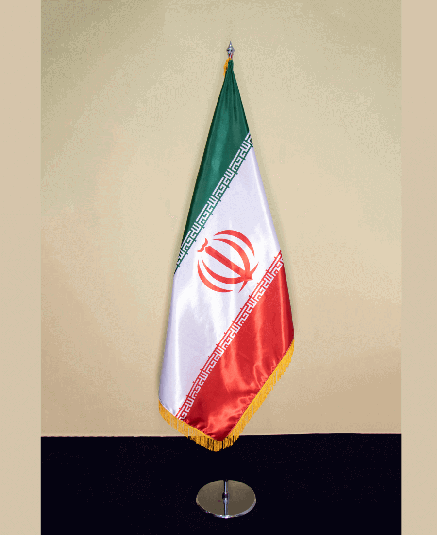 پرچم تشریفات ایران با پایه تخت استیل کروم