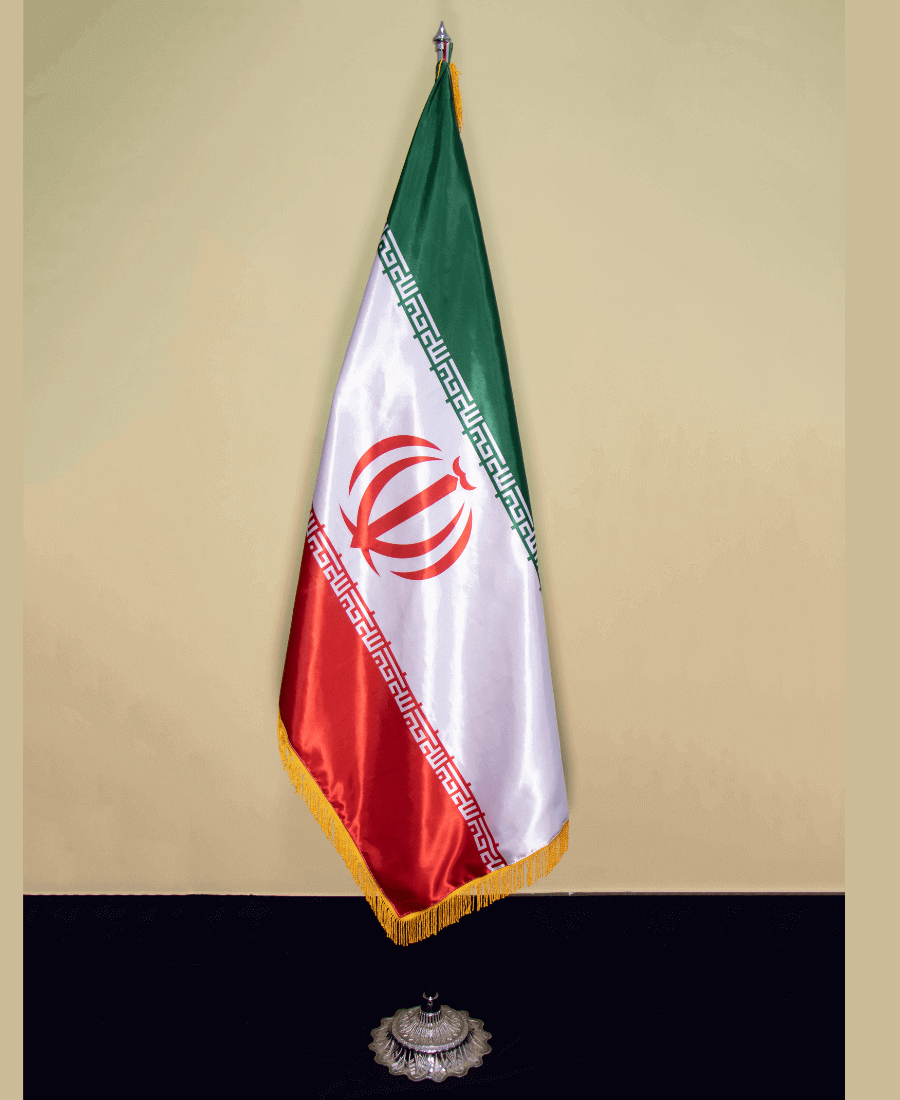 پرچم تشریفات ایران با پایه آفتابگردون کروم