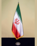 پرچم تشریفات ایران ساتن امریکایی با پایه پنجه شیری ممتاز طلایی