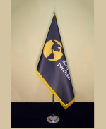 پرچم تشریفات لمینت ریشه دار (چاپ اختصاصی با پایه افتابگردون کروم )